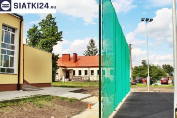 Siatki Lubań - Zielone siatki ze sznurka na ogrodzeniu boiska orlika dla terenów Lubania
